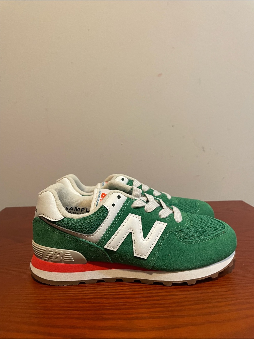 New Balance Kids Green and White Lace-Up Sneaker